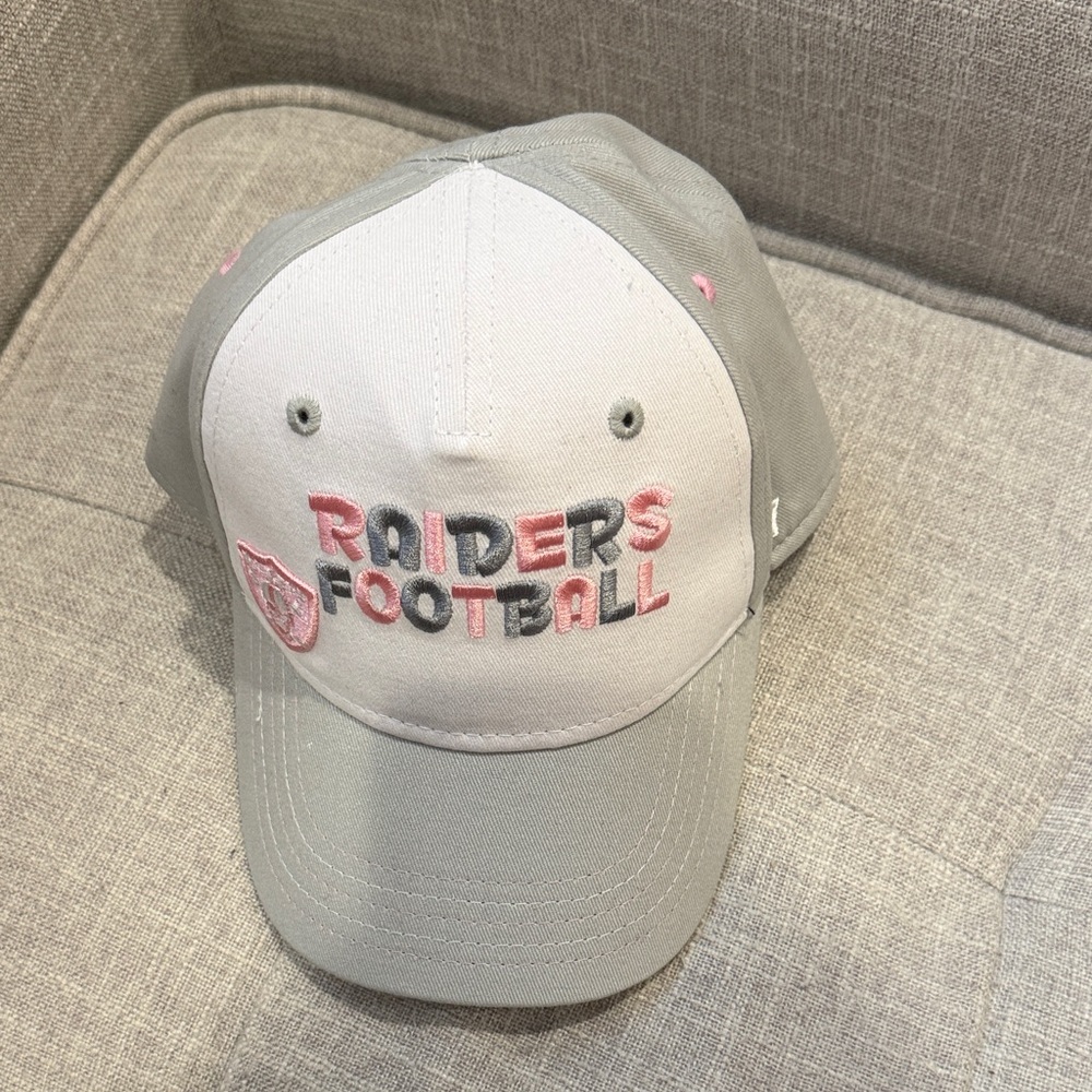 Kids Raiders Football Cap - Gray and Pink
